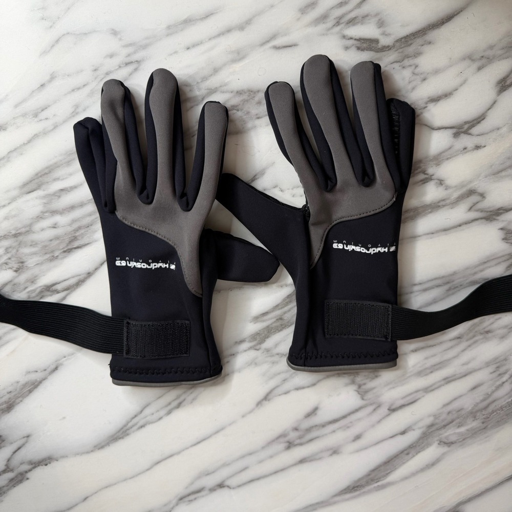 NRS Hydroskin Titanium Black/Gray Neoprene Wetsuit Gloves Diving Surf Sz M